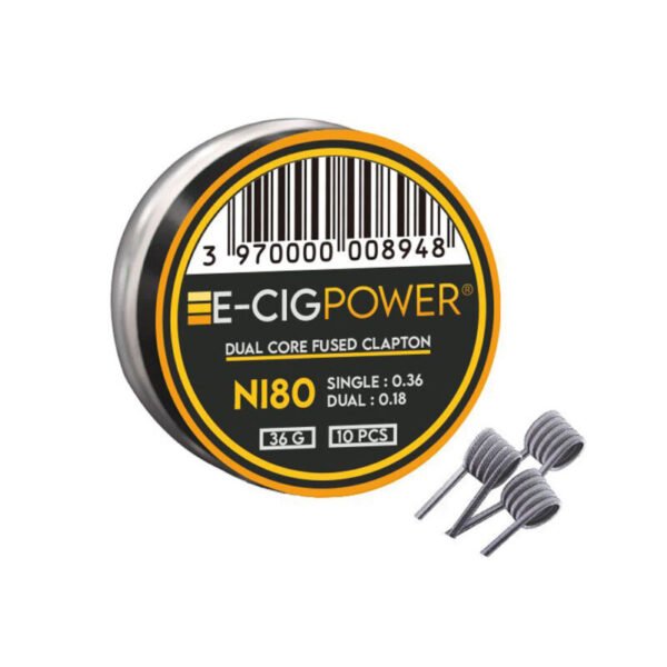 E-Cig Power Ni80 Dual Core Fused Clapton 10 Coils