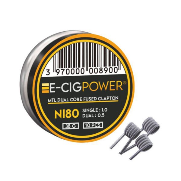 E-Cig Power Ni80 MTL Dual Core Fused Clapton 10 Coils