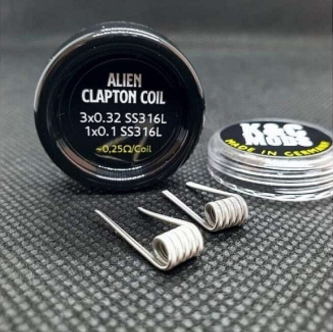 Premade Coils Alien Clapton (3*0.32 SS316L + 1*0.1 SS316L) 0.25 Ohm by K-C Mods