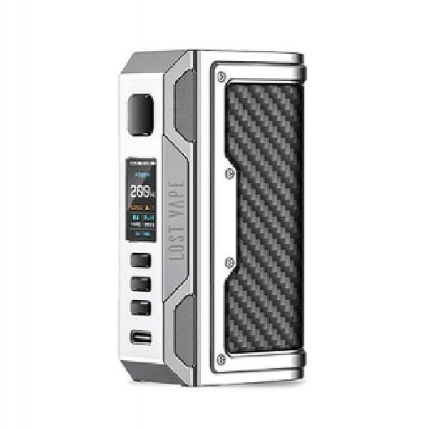 Thelema Quest 200W Box Mod by Lost Vape - Carbon Fiber Series - Silver
